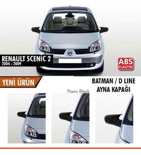 Renault Scenic Uyumlu 2 (2004-2009) Sonrası Batman Yarasa Ayna Kapağı (Piano Black) (Karışık)