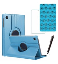 Samsung Galaxy Tab A9 X110 Uyumlu Tablet Kılıfı Cam Ekran Koruyucu Kalem Set (Mavi)