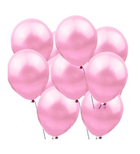 Balon Metalik Pembe Balon - 10 adet