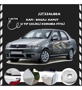 Fiat Albea Oto Araç Kapı Koruma Fitili 5metre Parlak Beyaz Renk