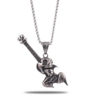 OttoMan Rock'n Roll Gitar Kurukafa Erkek Çelik Zincir Kolye CKLROCKIROL-GMS 6618900001633