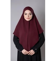 Bordo Pratik Hazır Geçmeli Tesettür Eşarp Aerobin Kumaş Düz Hijab 2309_16