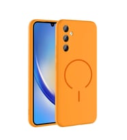Samsung Galaxy A34 Uyumlu Kılıf M-safe Şarj Özellikli Zore Meta Kapak (Turuncu)