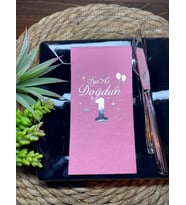 Gümüş Yaldızlı Pembe Bir Yaş İyi Ki Doğdun Garson Katlama Peçete 16 lı