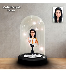 KİŞİYE ÖZEL KADIN TASARIMLI IŞIKLI KARİKATÜR FANUS BİBLO FN183