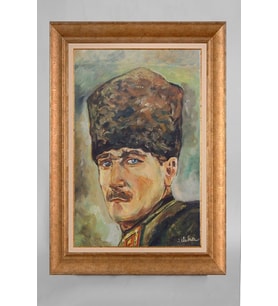 Altın Varaklı Paspartulu Çerçeveli Atatürk Tablo sd511