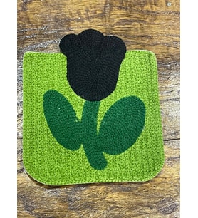 12X10 CM DOKUMA SİYAH LALE KARE DİKİŞ GİYİM AKSESUARI APLİKE YAMA ARMA