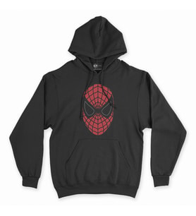 Spiderman Maske Siyah Kapşonlu Sweatshirt Hoddie