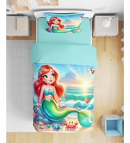 Deniz Kızı Mermaid 3D Dijital Baskılı Tek Kişilik Nevresim Takımı