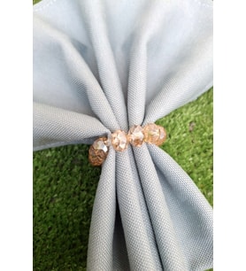 6 Adet Krem Kristal Top Boncuklu Peçete Yüzüğü - Peçete Halkası