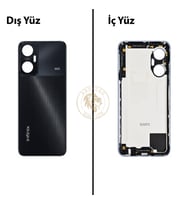 Infinix Hot 20 5G Siyah Uyumlu Arka Kapak Arka Cam Batarya Pil Kapağı Lazer Kesim Back Cover