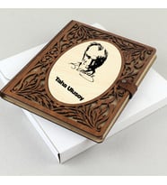 Atatürk Tasarımlı Kişiye Özel Ahşap Defter - İsme Özel