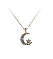 Aşina Gümüş - Ay Yıldız Elmas Montür Kolye Swarovski Taş Sevgiliye Hediye