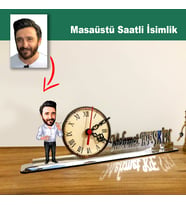 Karikatür Erkek Müdür Model Masaüstü Saatli İsimlik MSİ24