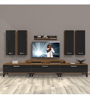 Decoraktiv Ekoflex 8D Slm Silver Tv Ünitesi Tv Sehpası - Ceviz Siyah (Siyah - Ceviz)
