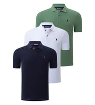 ÜÇLÜ SET T8561 DEWBERRY ERKEK T-SHIRT-LACİVERT-BEYAZ-AÇIK HAKİ (Karışık)