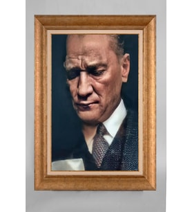 Çerçeveli Paspartulu Atatürk Tablo a587 (Gold)
