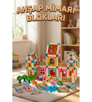 268 Parça Ahşap Yapı Blokları Eğitici Şato ve Ev Kurma Seti - Montessori Zeka Geliştirici Oyuncak