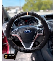 Ford Tourneo Courier Dikme Direksiyon Kılıfı Alcantara Süet Mat Karbon Bej Yüzük ve Dikiş Trend-Deluxe-Titanium 2014-2018