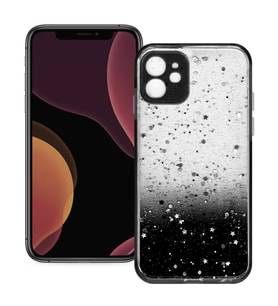 Apple iPhone 12 Uyumlu Simli Şeffaf Sert Slikon Kılıf (Siyah)