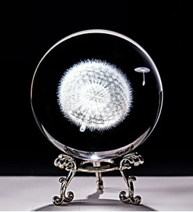 3D oyma kristal top Paperweight standı ile şifa meditasyon cam küre Karahindibağ Model