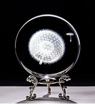 3D oyma kristal top Paperweight standı ile şifa meditasyon cam küre Karahindibağ Model