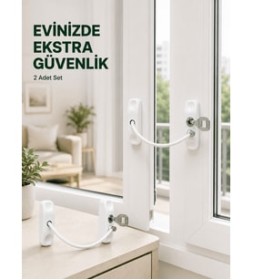 Çocuk Güvenliği İçin Kablolu Pencere Kilidi Anahtarlı Emniyet Aparatı 2 Adet