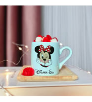 Minnie Mouse Tasarımlı Kişiye Özel Yeşil Türk Kahvesi Fincanı