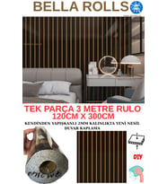 120cmx300cm Tek Parça Yapışkanlı Rulo Gold Çizgili Eskitme Parlak Duvar Paneli Kağıdı Pendik QM0140 (Çok Renkli)