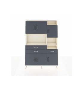Arges Dolap 10 Raflı 3 Çekmeceli 6 Kapaklı 132x30x195 Aytaşı-Antrasit/Antrasit
