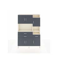 Arges Dolap 10 Raflı 3 Çekmeceli 6 Kapaklı 132x30x195 Aytaşı-Antrasit/Antrasit