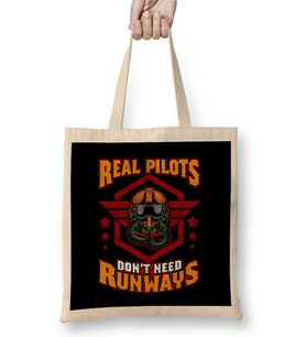 Real Pilots Don't Need Runways Helicopter Pilot Bez Çanta Uzun Saplı