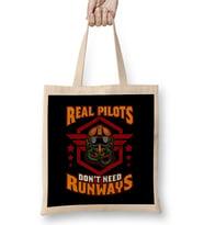 Real Pilots Don't Need Runways Helicopter Pilot Bez Çanta Uzun Saplı