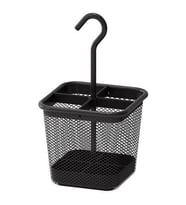 Asılabilir Kaşık Çatal Bıçaklık Bölmeli- Antrasit Siyah MeridyenDukkan 12x12 cm Metal Sepet Düzenleyici
