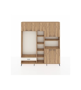 Arges Dolap 11 Raflı Tek Çekmeceli 7 Kapaklı 220x30x243 Çam-Çam/Aytaşı