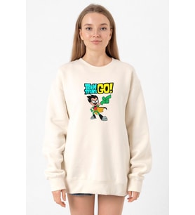 Teen Titans Go Robin Ekru Kadın 2ip Sweatshirt