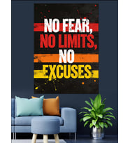 No Fear No Limits Motivasyon Dekoratif Kanvas - Mdf Ahşap Tablo
