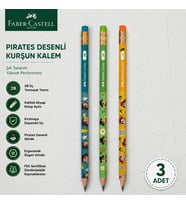 Faber-Castell Pirates Desenli Kurşun Kalem 3 Adet 2B Yuvarlak Gövde