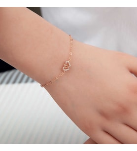 925 Ayar Gümüş Rose Birleşmiş Kalpler Kadın Bileklik