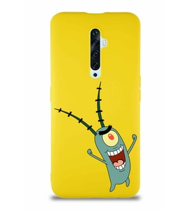 Oppo Reno 2Z Soft Premier Kapak Plankton Tasarımlı Silikon Kılıf - Sarı (Şeffaf)