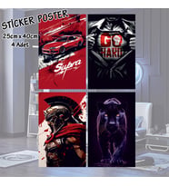 ŞOVALYE SİYAH KAPLAN GO HARD SUPRA - 4 adet yapışkanlı poster sticker etiketler - dolap cam oda için