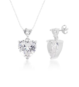 Rebecca Kalp Taşlı Gümüş Set (Beyaz-Altın)