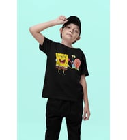 Unisex Süngerbob Ve Salyangoz Baskılı Çizgi Film Çocuk Tişört (1-12 YAŞ)