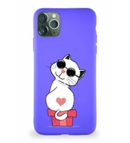 Apple iPhone 11 Pro Max Soft Premier Kapak Coolcat Tasarımlı Silikon Kılıf - Mor (Şeffaf)