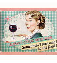 Nostalgic Art Cook With Wine Kabartmalı Metal Duvar Panosu