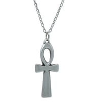 Ankh Anahtarı - Nil'in Anahtarı Erkek Kadın Kolye Antik Gümüş Kaplama - 60 cm Düz Zincir