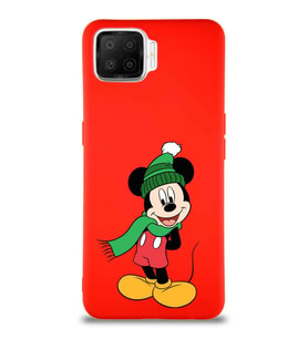 Oppo A73 Soft Premier Kapak Mickey Mouse-G Tasarımlı Silikon Kılıf - Kırmızı (Şeffaf)