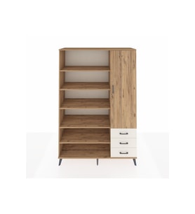 Hyperion Dolap 9 Raflı 3 Çekmeceli Tek Kapaklı  132x44x195 Çam-Çam/Aytaşı