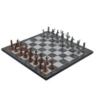 Gifthome Metal Satranç Takımı/Seti;Orta,Yunan,Antik,Gri Mermer Desenli Satranç Tahtası