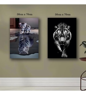 yavru kedi ve kaplan tablo resim kanvas 2 adet 50x70